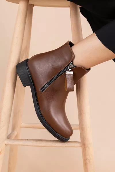 Agatha Women's Zippered Dark Tan Boots