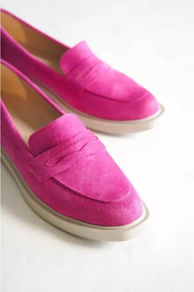 حذاء لوفر نسائي مفصل من جلد الغزال أحذية كاجوال (يناسب مقاس 1 ضيق.)