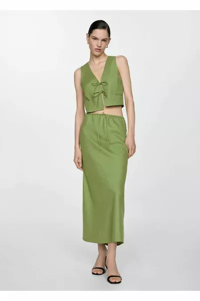 تنورة طويلة قابلة للتعديل تفصيل ربطة عنق