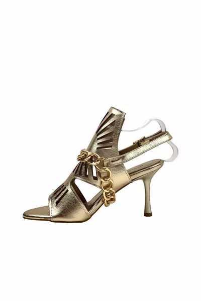 نسائي شم الذهب سلسلة رقيقة الكعب مفصلة مساء اللباس أحذية 8 سم 