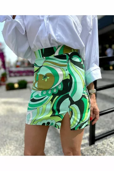 Lycra Gabardine Patterned Slit Skirt