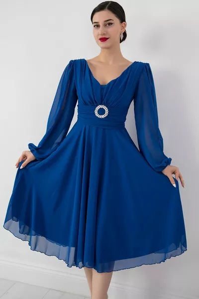 Рокля от шифон с колан 