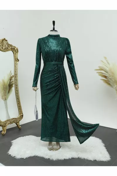 Rok trekkoord rechter kraag pailletten pailletten avondjurk