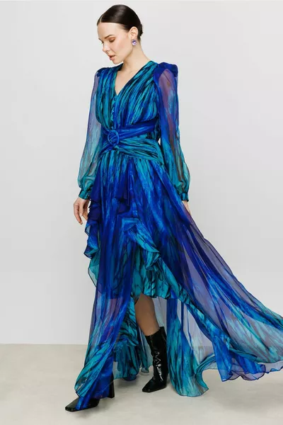 فستان بقصة خضراء ساكس