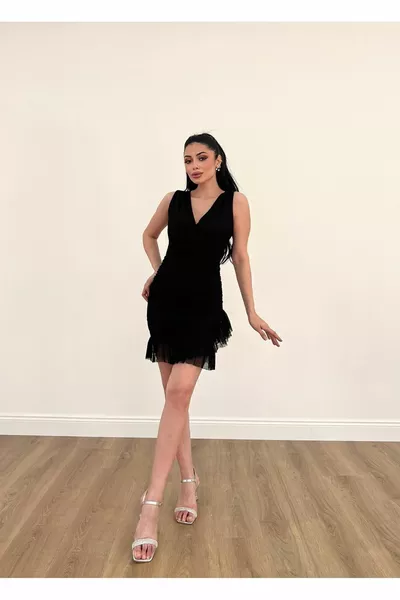 المرأة مساء اللباس، فستان مصغر، الظهر منخفضة قطع الخامس الرقبة بلا أكمام مساء اللباس والتخرج اللباس