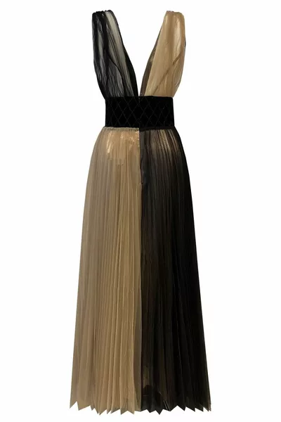 Neu Lilium Maxi-Abendkleid mit Gürteldetail