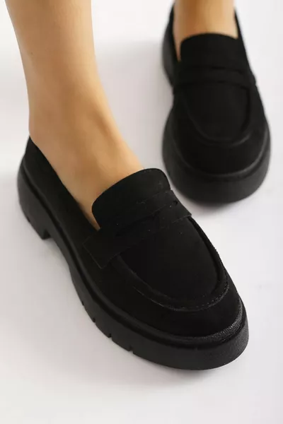 Azrabi Black Suede Loafers