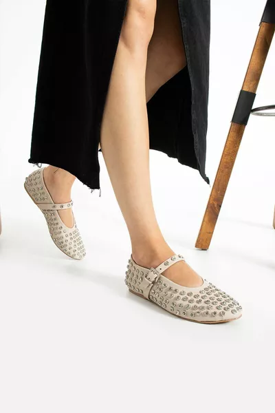 Ala Ten Matte Leather Stone Ballerine da donna