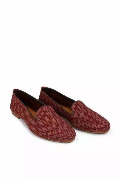 Women's Burgundy Herringbone Ballet Flats