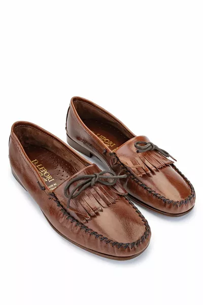 D.LEPORI الرجال جلد طبيعي الجوز أحذية الكسول