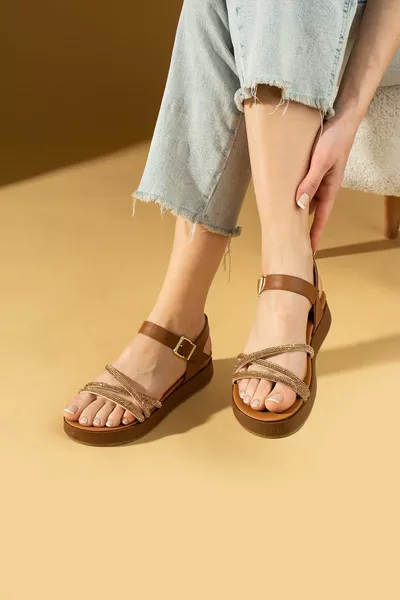 Damen Hellbraun Poly Casual Confort Sohle Stilvoller Stil Hausschuhe Sandalen