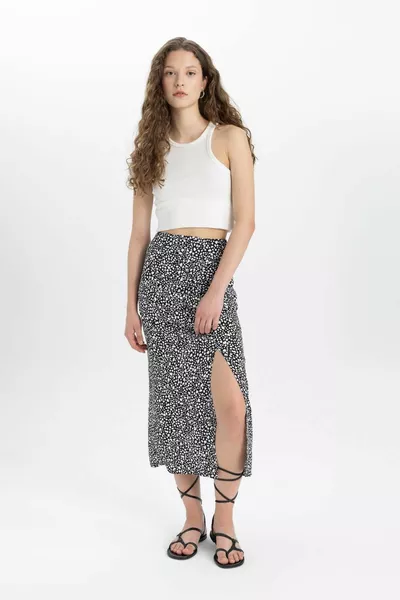 A Cut Printed Maroken Midi Skirt SP