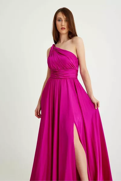 st Helen One Shoulder Satin Dress