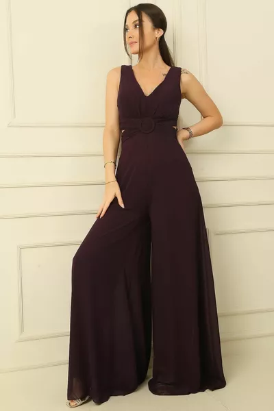 Гащеризон от шифон с ниско деколте с ниско деколте с V-образно деколте