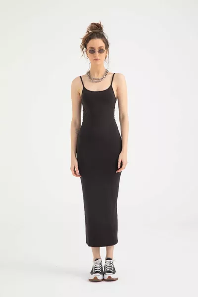 Soft Touch Abito Con Cinturino In Corda Nero