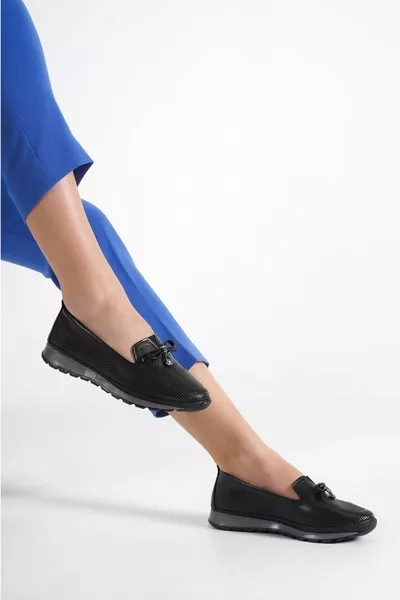 Peau noire Bow Chaussures décontractées pour femmes