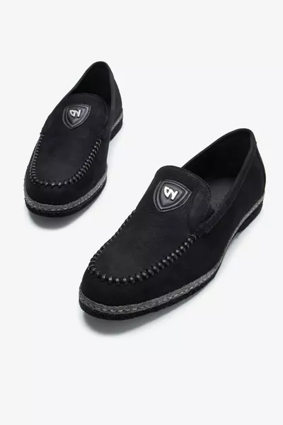 Giampiero Nicola Stephan Zwarte Nubuck echt lederen loafer voor heren