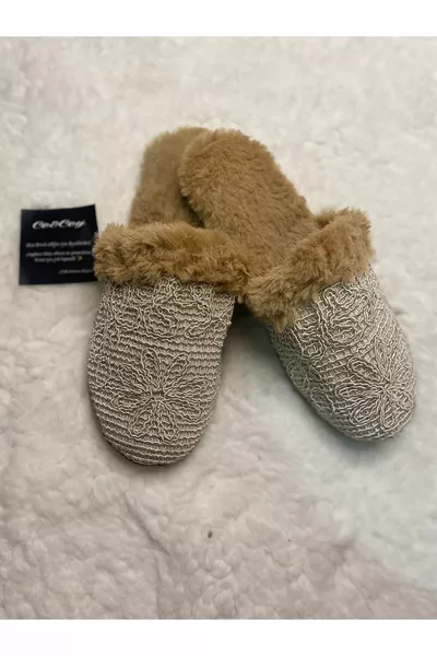 Cecey رمادي متماسكة مفصلة أفخم منزل النعال