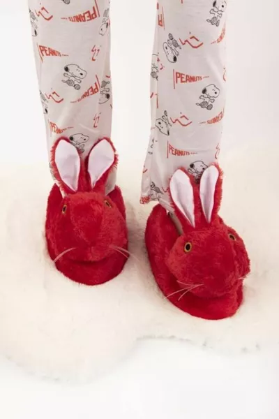 Women's Red Rabbit Panduf Slippers