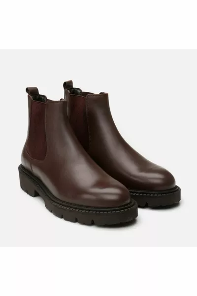 جلد طبيعي بني أحذية رجالية كلاسيكية