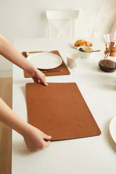 2 Stuks Leren Onderzetter Tafelservies Onderzetter Placemat Amerikaans Servies 