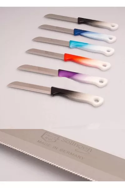 Set of 6 Colorful Serrated Fruit and Vegetable Knives