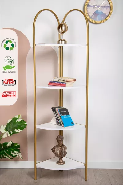 ARTEMIS MOBILIER MÉTAL DÉCORATIF OR BIBLIOTHÈQUE 4 NIVEAUX