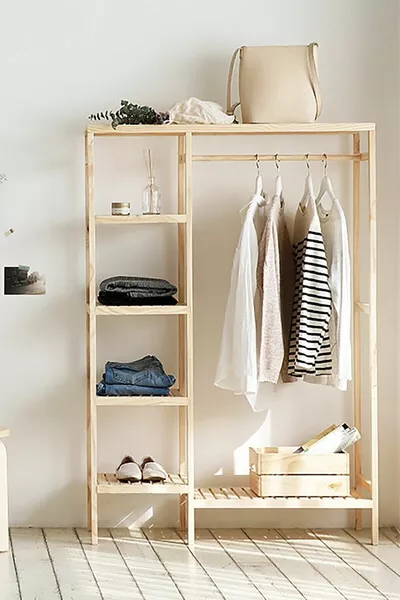 Mira Appendiabiti in Legno con Piedi Appendini Multifunzionali per Armadio Guardaroba Cm