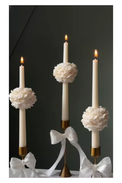 1 Stuk Kandelaarkaars met Rozenmotief, Cadeau, 1 Stuk, Decoratief