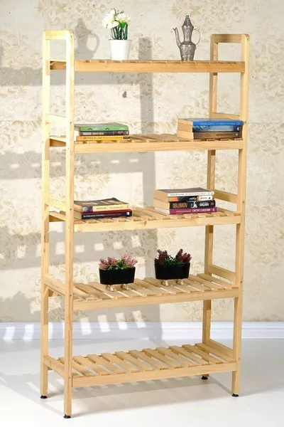 Bienart Houten Boekenkast met 5 Massief Houten Planken