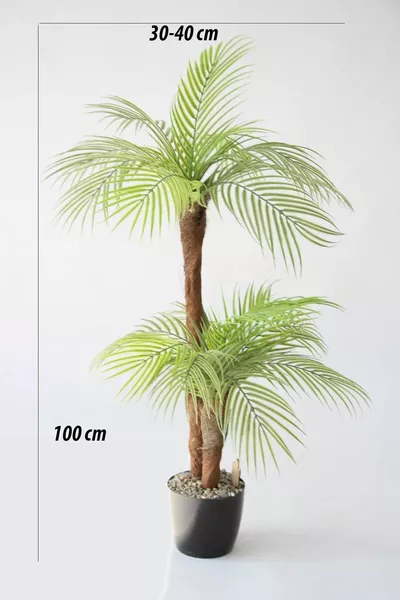 Изкуствено малко палмово дърво с 2 стъбла Лист cm