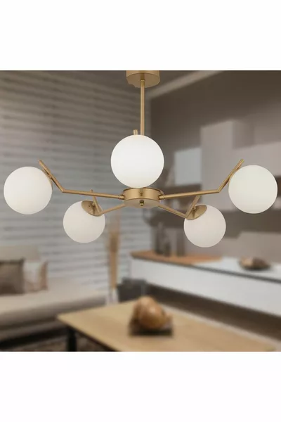 Сара 5-частична боядисана в бяло с стъкло модерна младежка стая, полилей за трапезарията