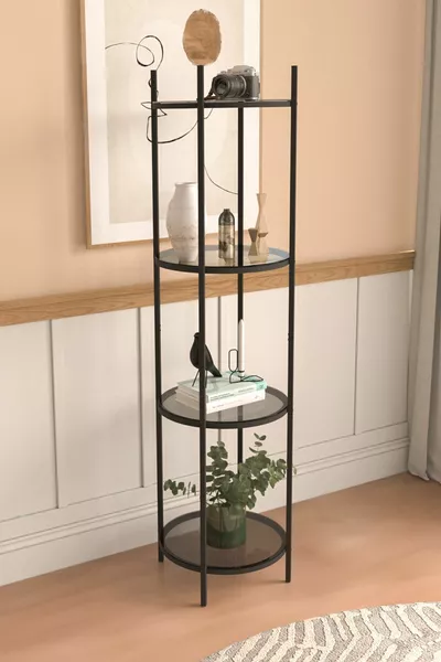 - Vogue Boekenkast Decoratieve Accessoire Plank Keukenplank Zwart - Rookglas