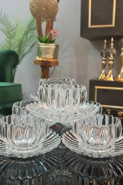 Gülümseten Торговый центр Набор из 6 кристальных стеклянных тарелок для орехов и сладостей (штучно)