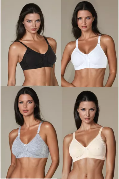 حمالة صدر نسائية من القطن المجمّع 4 قطع 