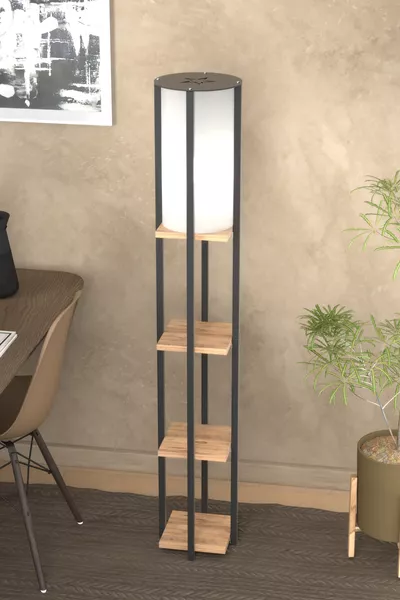 ЛАМПАСТЕР С ЕТАЖЕРКА И РАКЛА СЪС ЗВЕЗДИ, ОТ АТЛАНТИЧЕСКА СМЪРЧА А