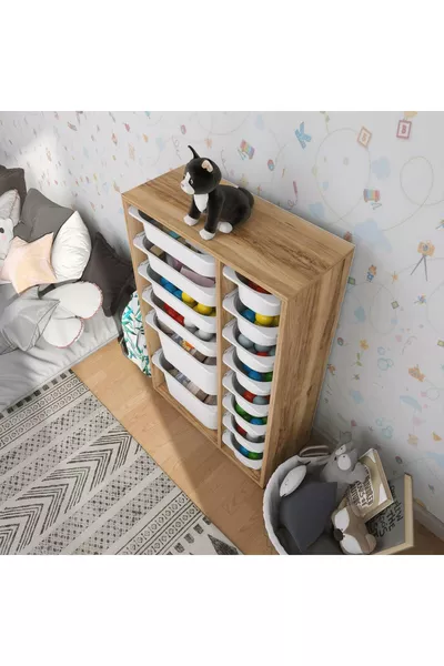 Rine Multipurpose Toy Cabinet with Basket Tropical Walnut U