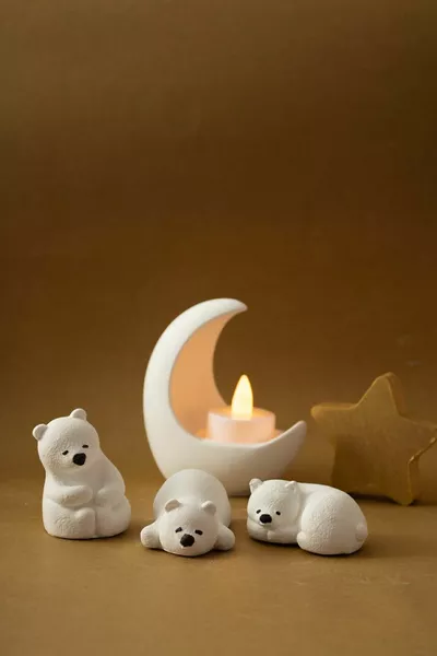Ensemble décoratif de trois ours polaires