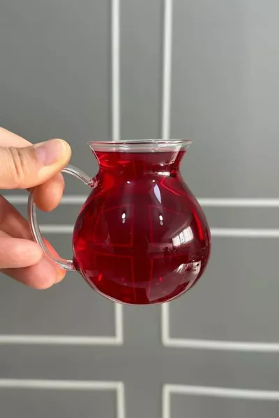 طقم 6 أكواب شاي سوريليز زجاجي بمقبض من البوروسيليكات سعة مل