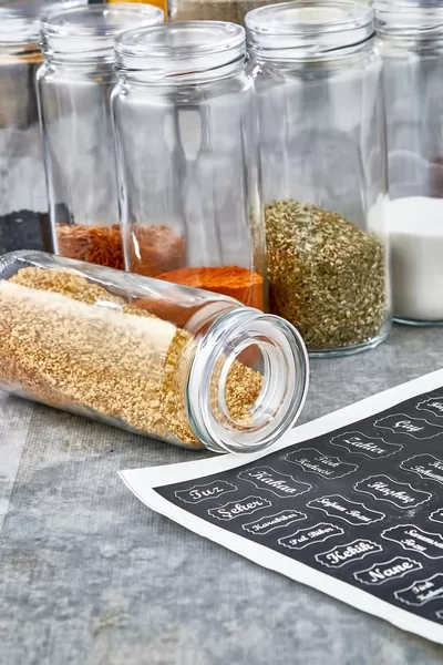 'Ли Голям стъклен буркан за съхранение Комплект за подправки Супер комплект мл (с етикет като подарък)