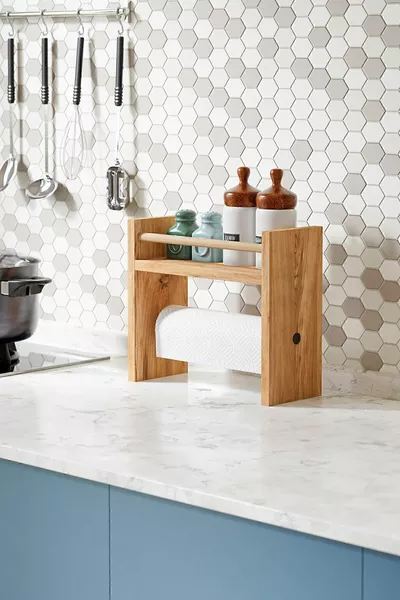 Roll Towel Mountable Spice Rack Countertop Organizer Wooden Shelf - Atlantic Pine