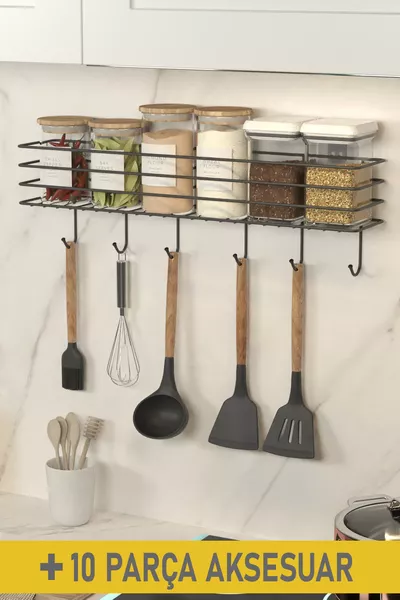 Cm Strap Kitchen Shelf Countertop Organizer Spice Rack with Screws and Adhesive