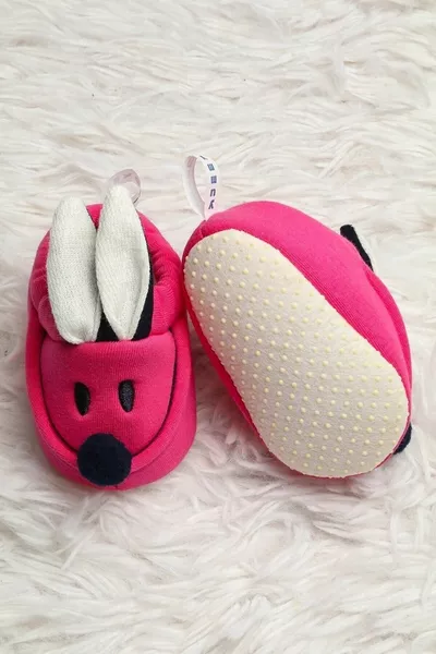 Kaninchen Modell Weicher elastischer Stoff Rutschfeste Sohle Baby Erste Schritt Stiefeletten