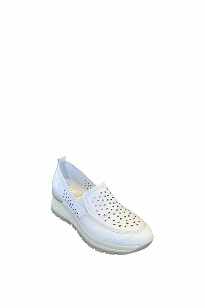  genuine leather padded heel airflow sole daily perforated white shoes