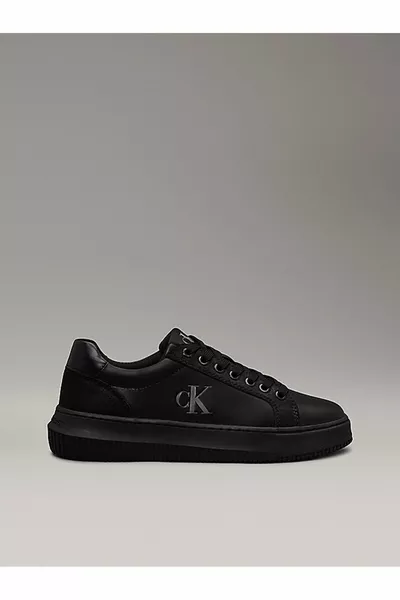 Женские классические кроссовки на резиновой подошве на шнуровке черного цвета с логотипом бренда -0GJ