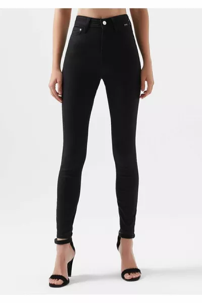 Victoria Damen Schwarze Jeans mit schmalem Bein Denim Colorfast Pickup Hose