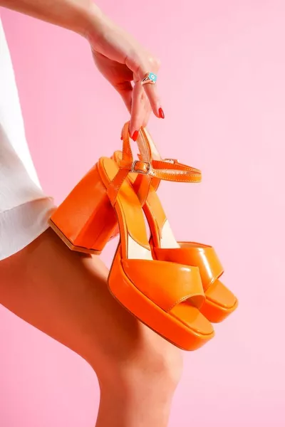 Fell Orange Platform Heels Casual Shoes