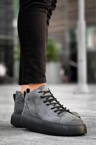 Lace-Up Men's High Black Sole Anthracite Sport Boots