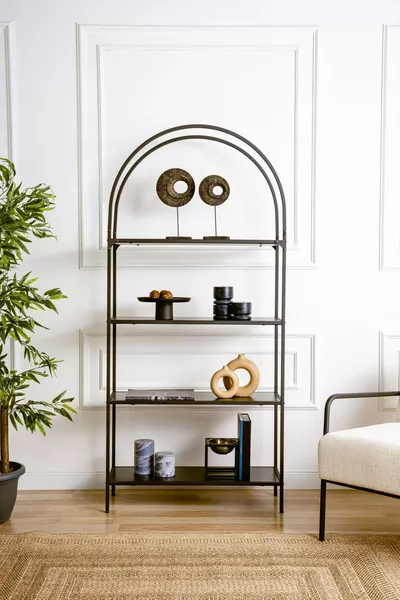 - Мона черен библиотечен декоративен рафт, кухненски рафт от ПДЧ в черно