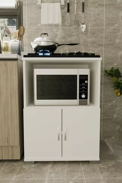 Multipurpose Under-Cabinet Kitchen Microwave Cabinet - White